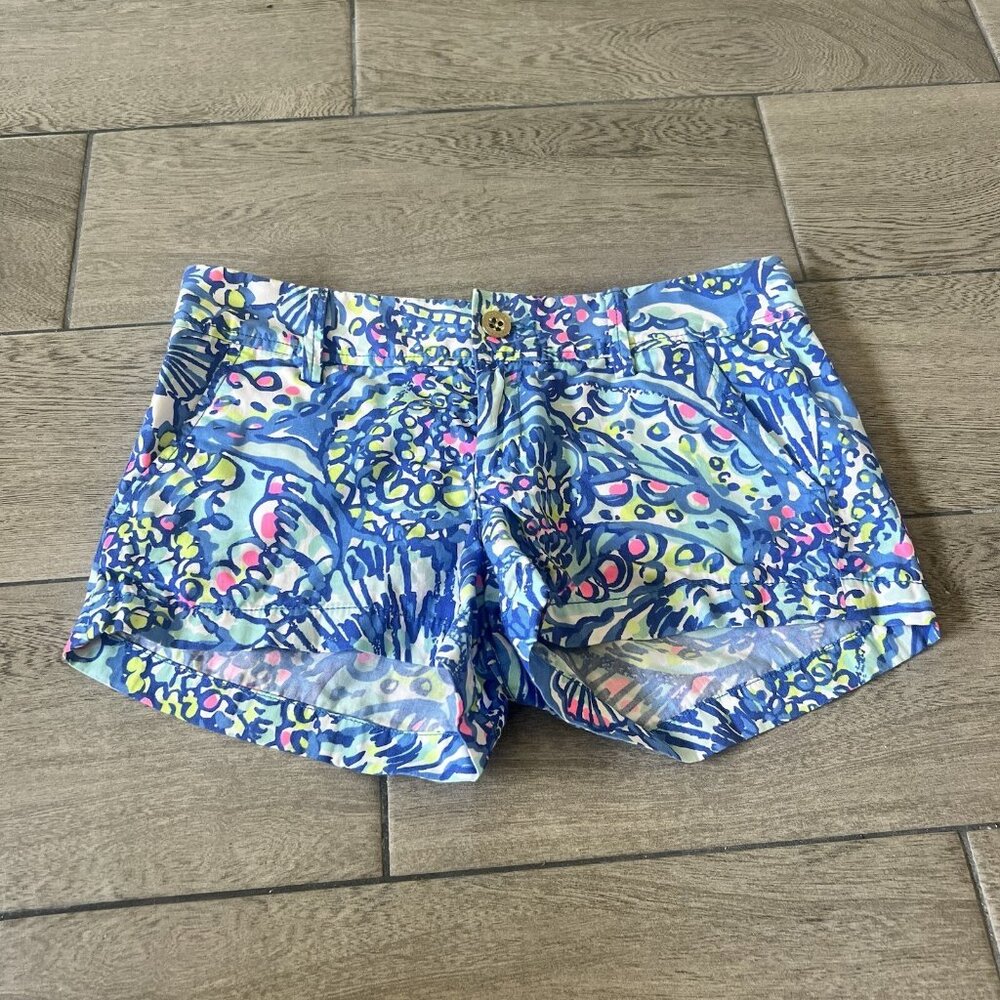 lilly pulitzer walsh shorts Size 4 Blue Pink Fish (227)
